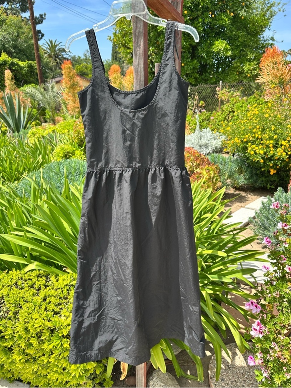 Zara Voluminous Nylon black Midi Dress sz small S - Picture 6 of 6